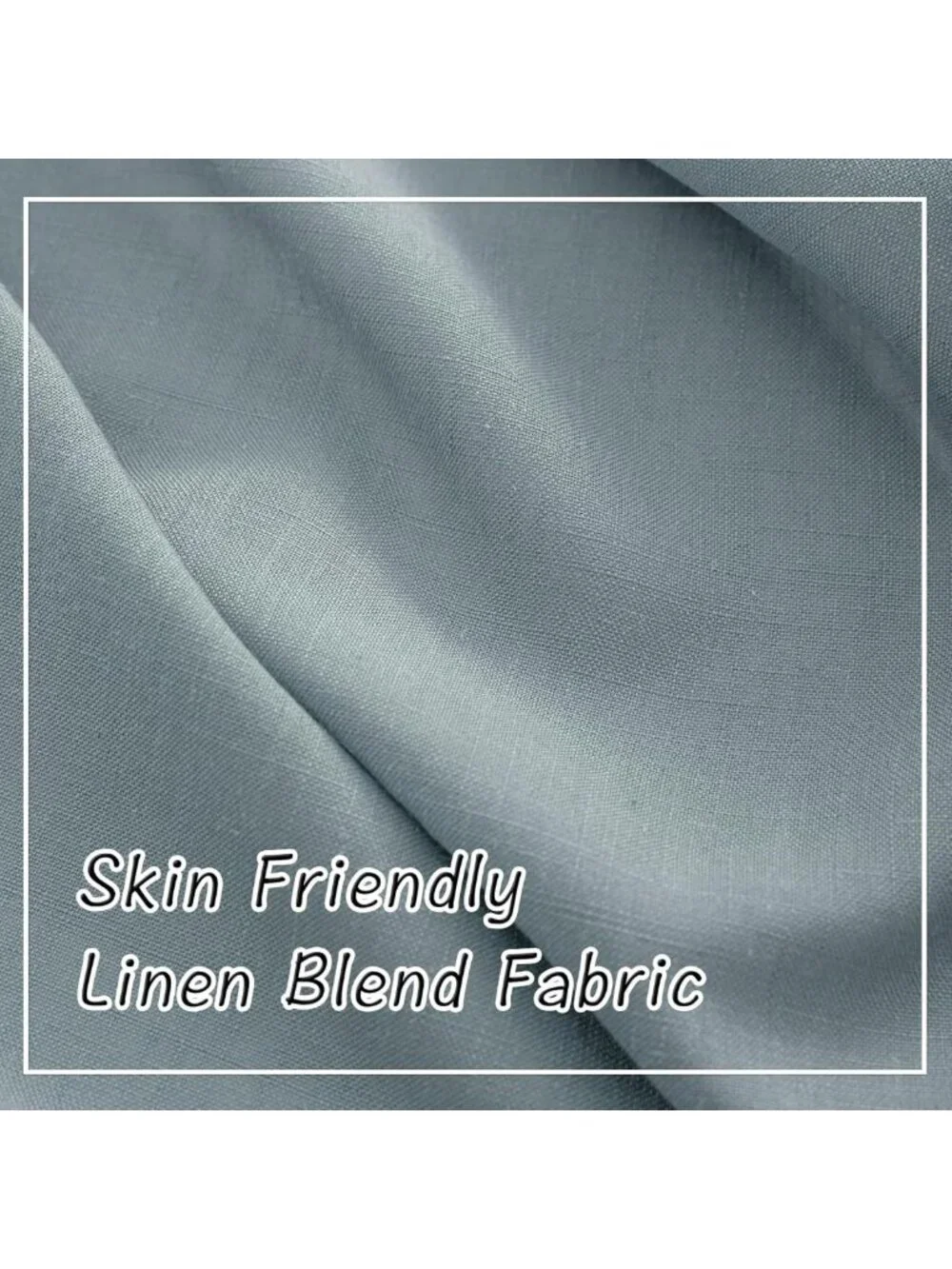 Stone Blue Linen Back Tab Curtains 96” Long - 2 Panel Set, Light Filtering, Easy